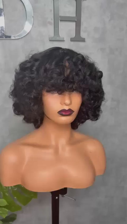 8” bouncy fringe Wig